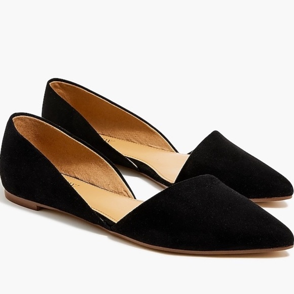 J. Crew Zoe D'Orsay Suede Black Flats with Asymmetrical Design - Picture 1 of 8